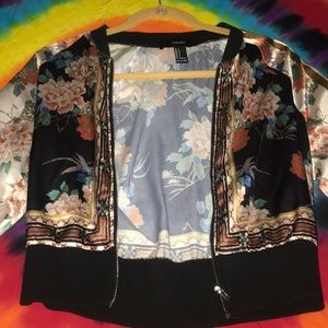 Silk Floral Zip Up Jacket 🌸